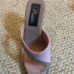 Pleaser Light Pink Heels with Glittering Strap